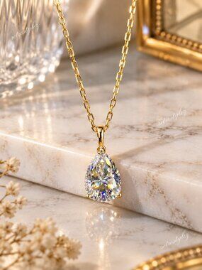 14K Gold Womens 1ct Solitaire Diamond Pendant Necklace 18" Ladies New Jewelry
